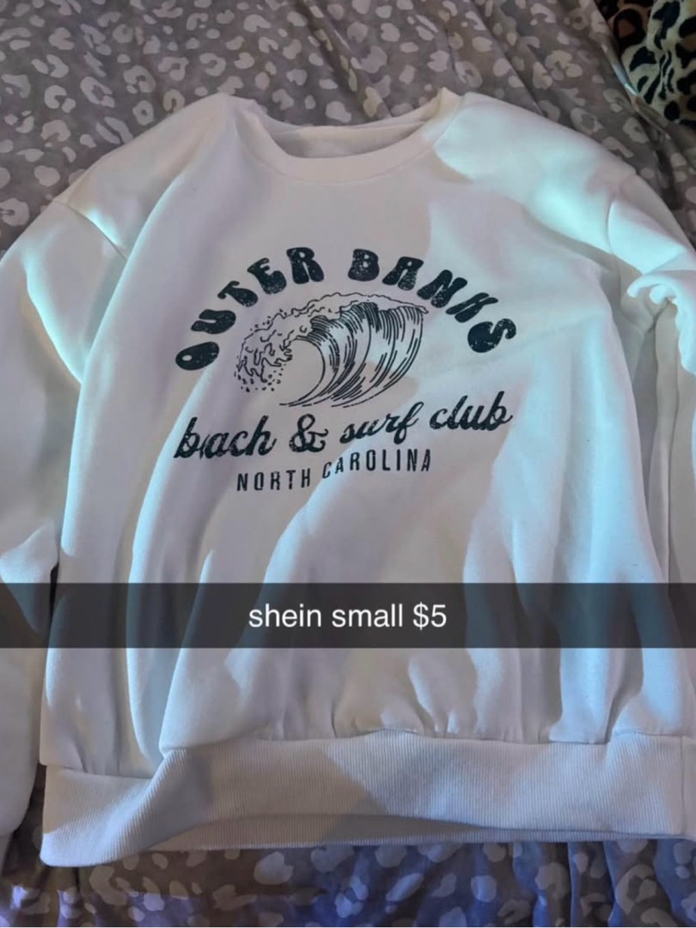 SHEIN White Outer Banks Graphic Crewneck Sweatshirt